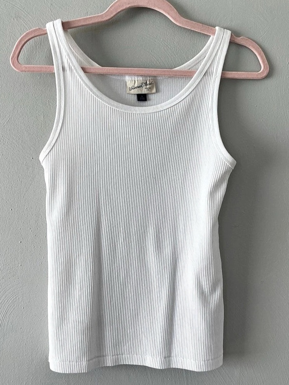 Universal Thread Ribbed Tank Top in White Size Small